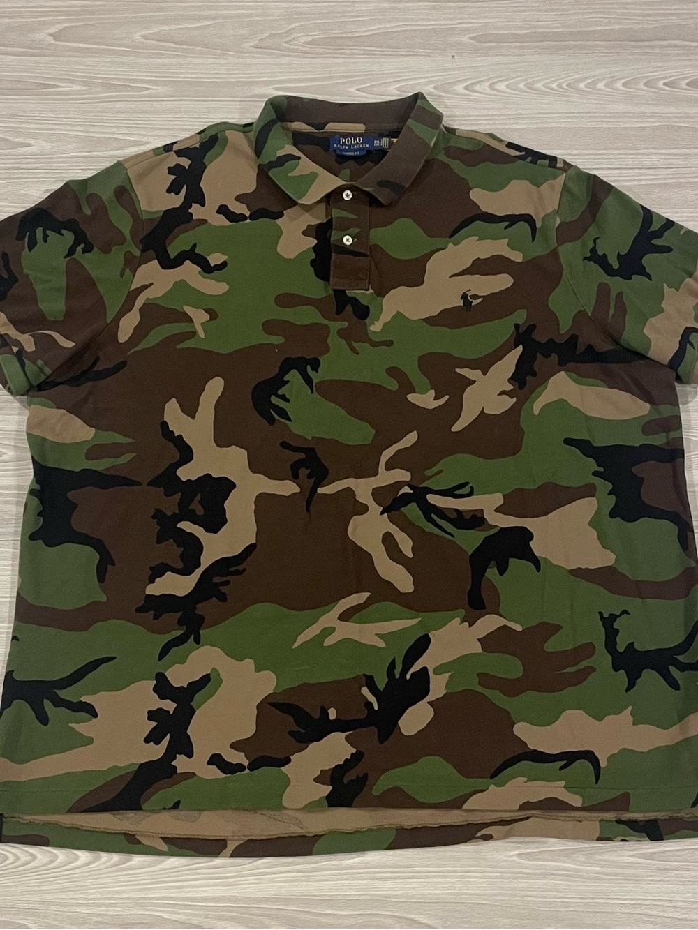 Polo Ralph Lauren Camouflage Polo Collar Shirt Classic Fit Green Men’s Size 2XL
